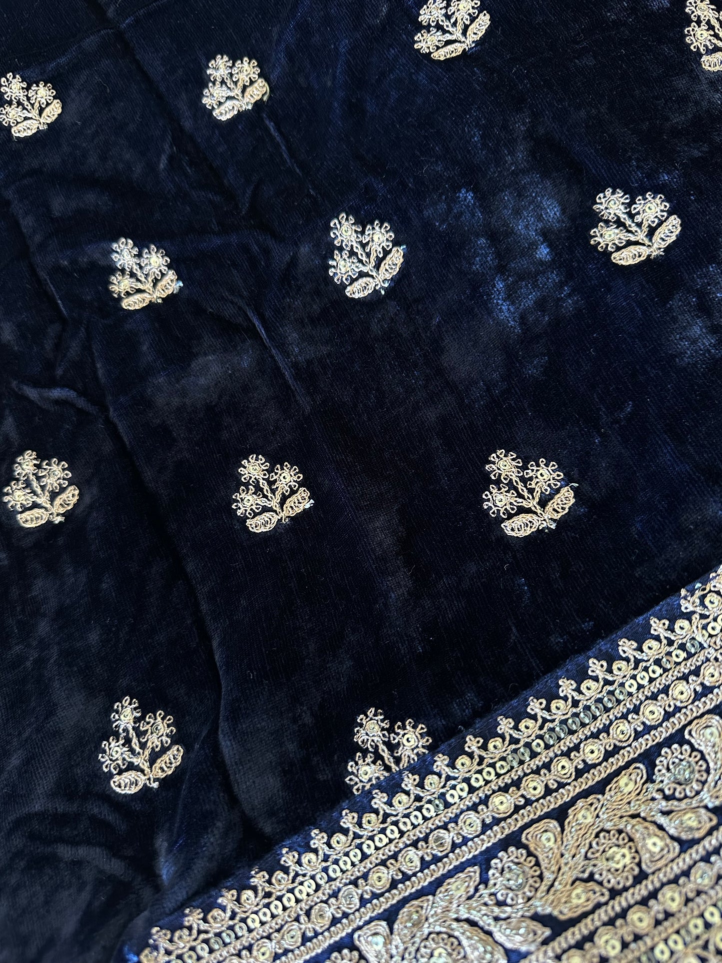 Navy Badla Embroidered Organza Designer Saree