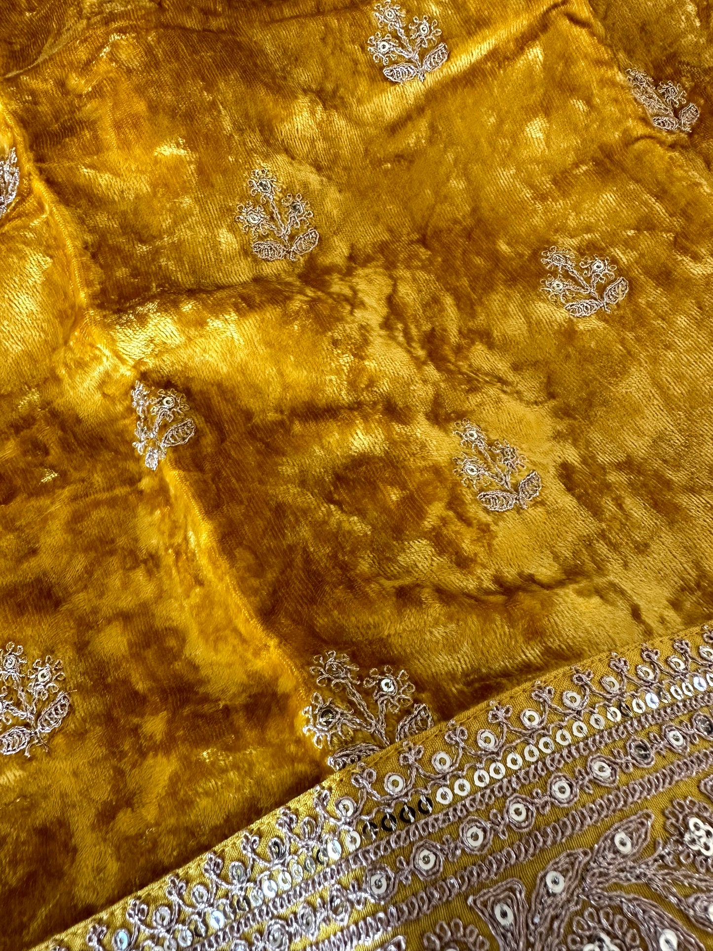 Yellow Badla Embroidered Organza Designer Saree