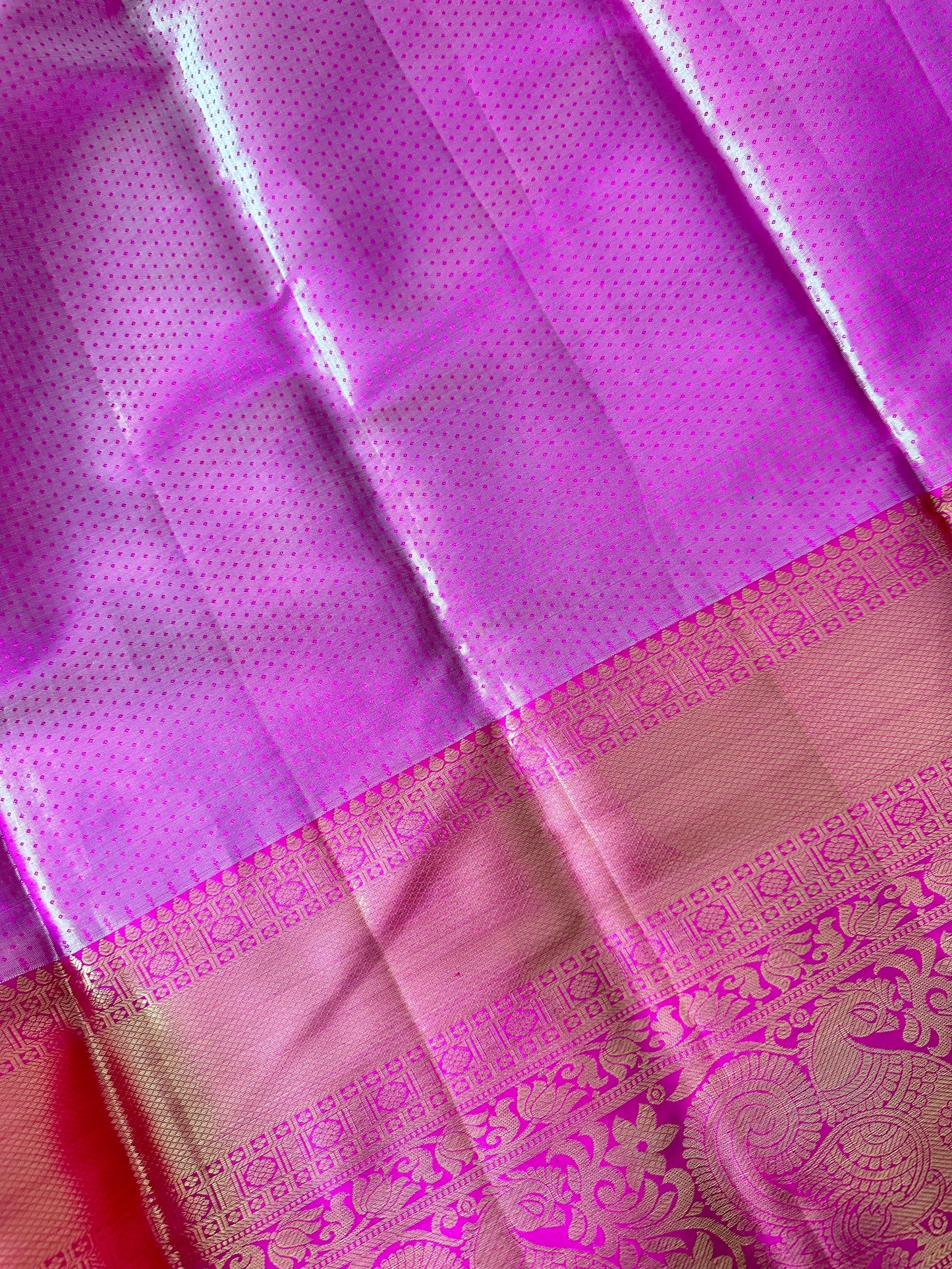 Aqua & Hot Pink Kanjivaram Pure Tissue Silk Saree