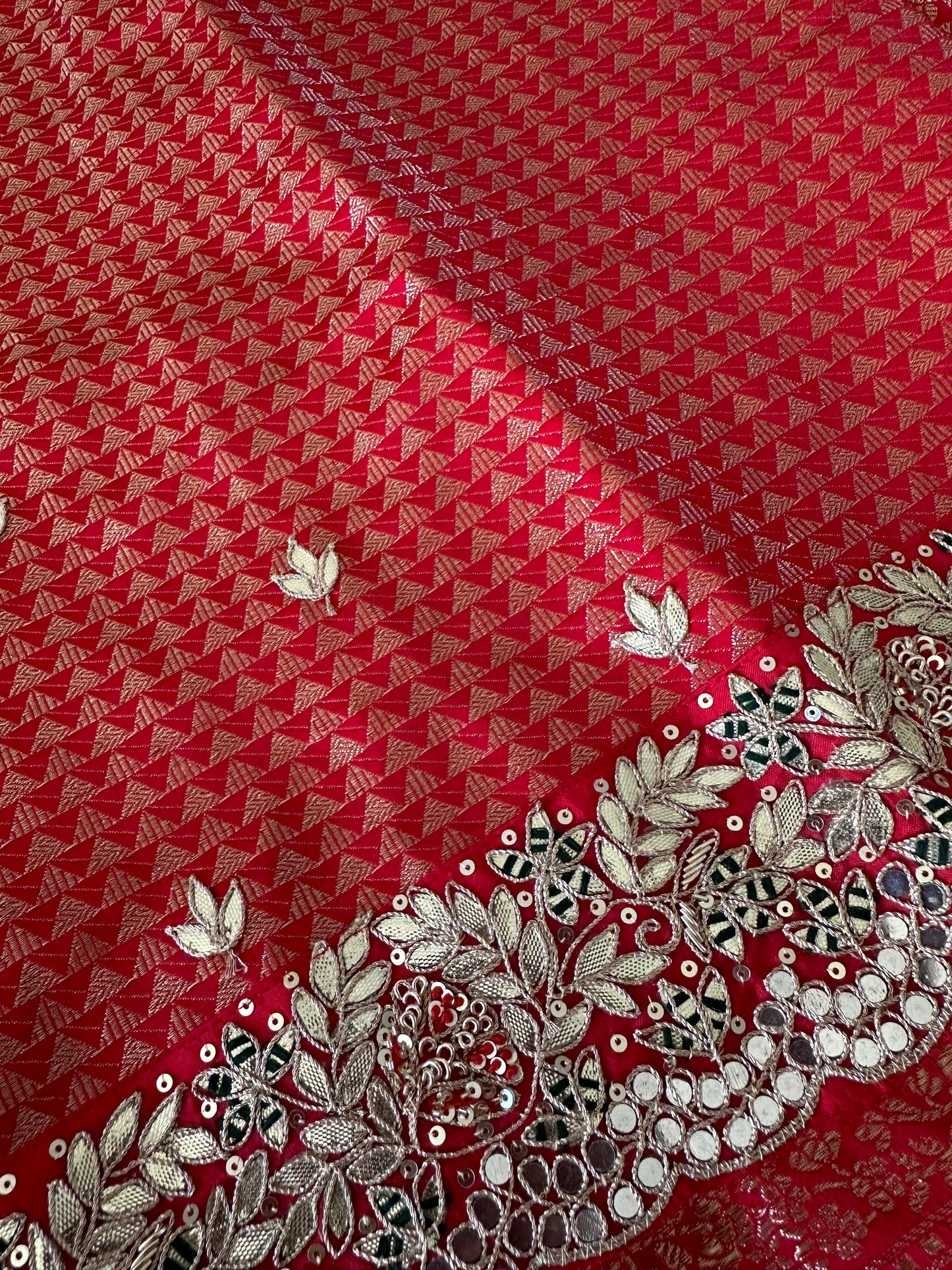 Crimson Zari Woven Satin Silk Designer Saree