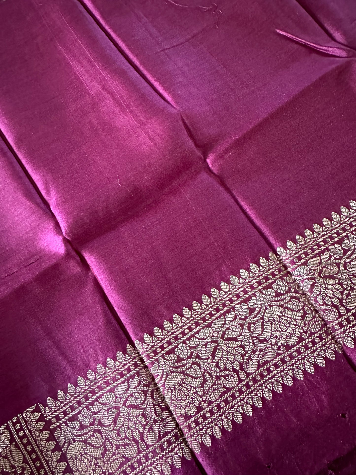 Green & Plum Zari Woven Banarasi Chanderi Silk Saree
