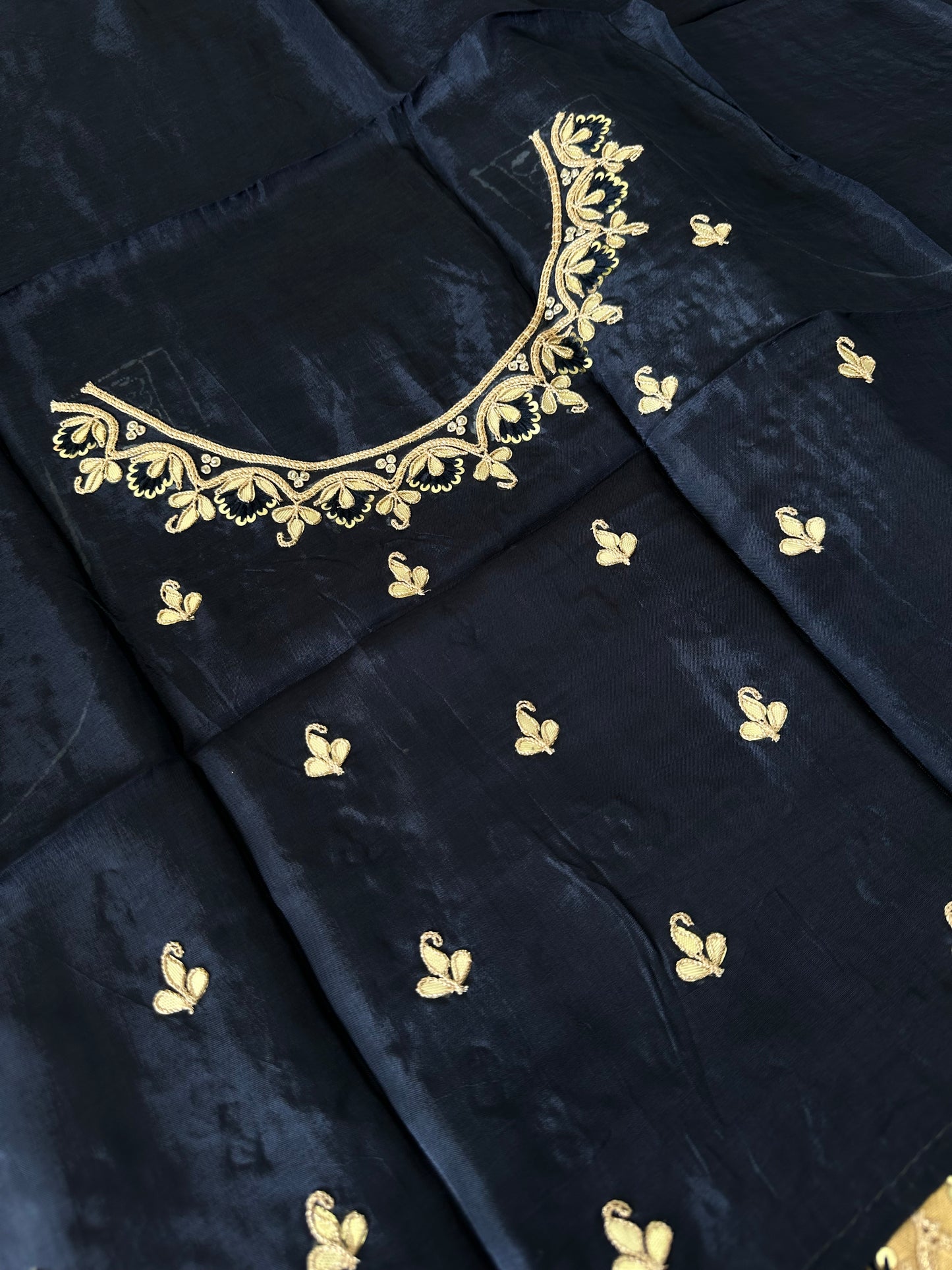 Gold Zari Woven Organza Designer Saree