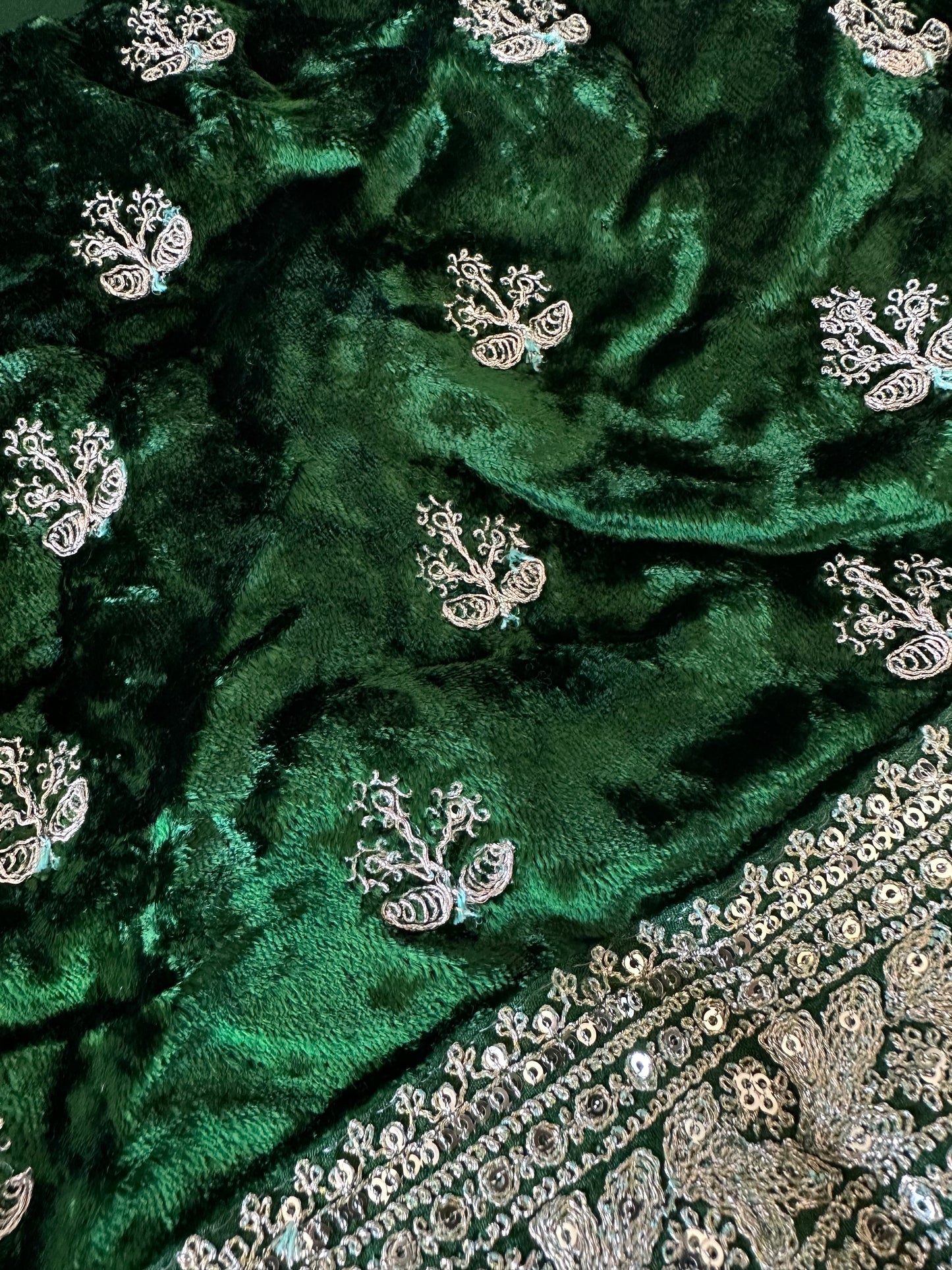 Green Badla Embroidered Organza Designer Saree