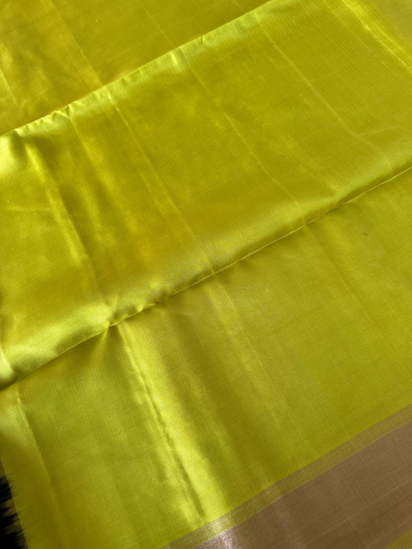 Black & Chartreuse Kanjivaram Pure Soft Silk Saree