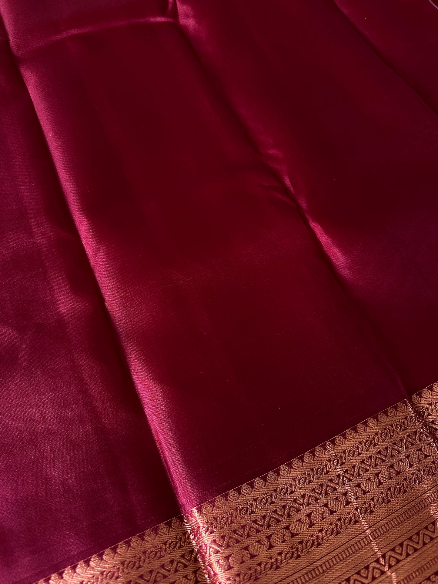 Cream & Maroon Kanjivaram Pure Silk Saree