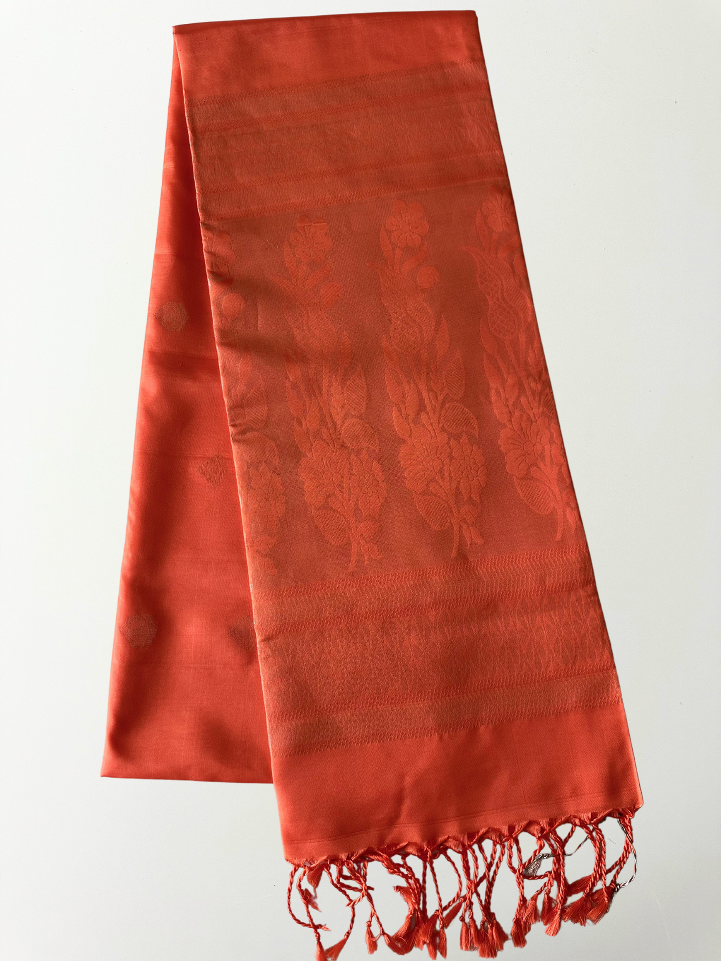 Peach Orange Kanjivaram Pure Soft Silk Saree