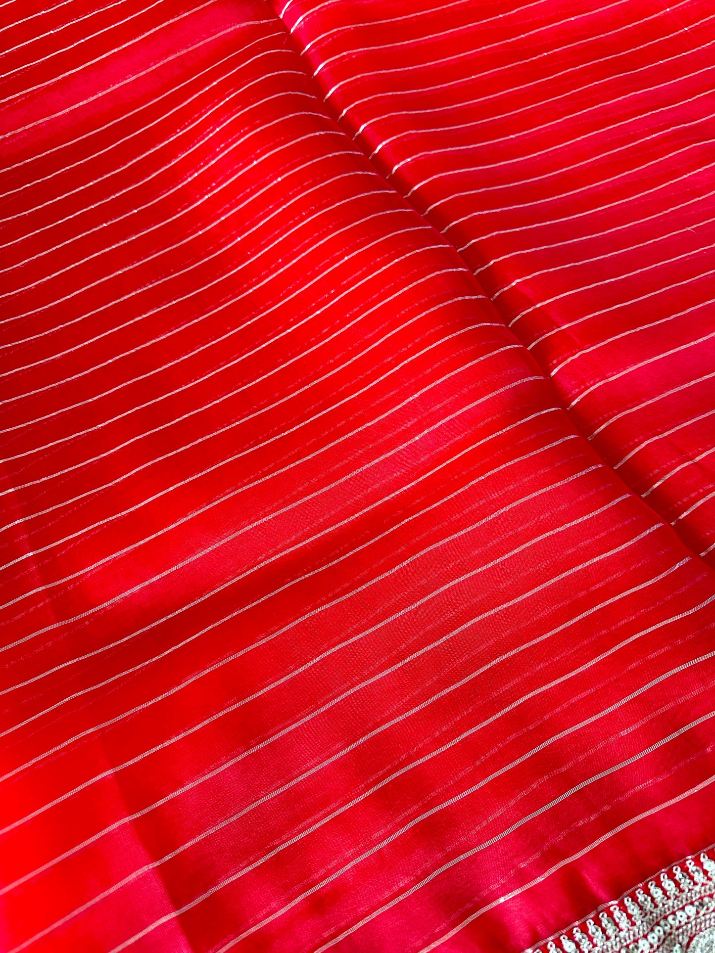 Red Dori Embroidered Organza Designer Saree