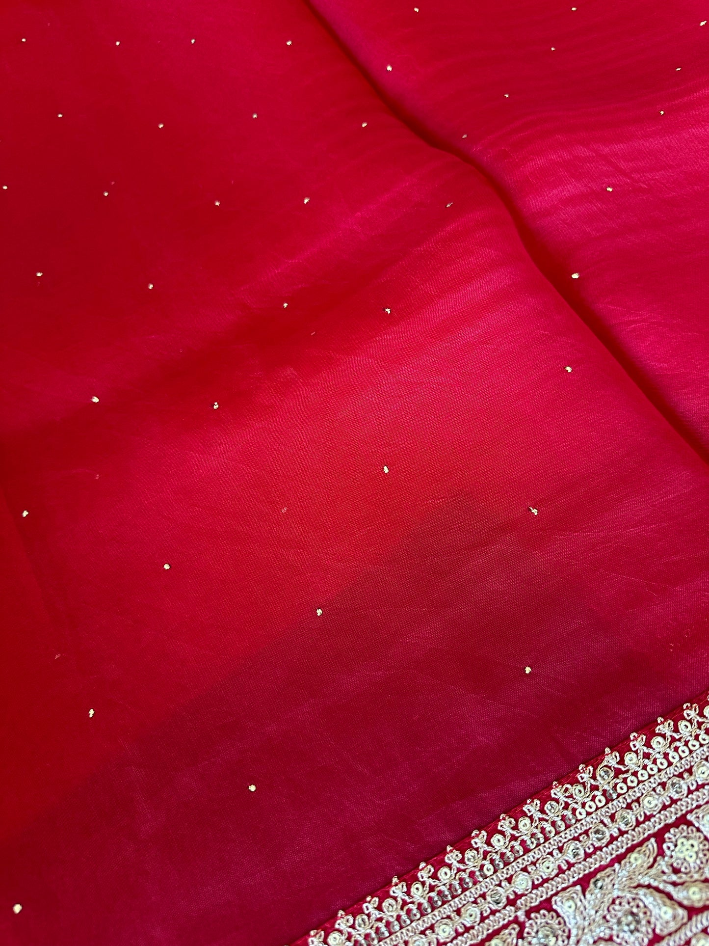 Crimson Badla Embroidered Organza Designer Saree