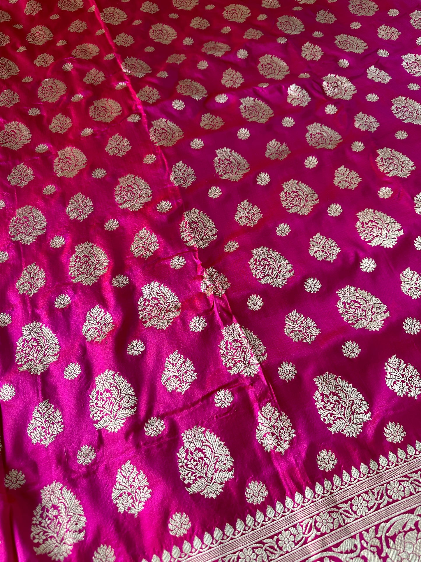 Hot Pink Banarasi Katan Silk Saree