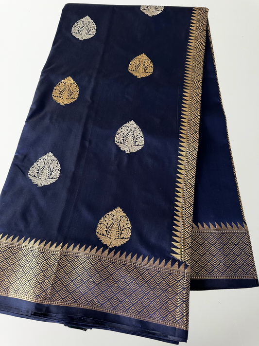 Midnight Blue Banarasi Katan Silk Saree