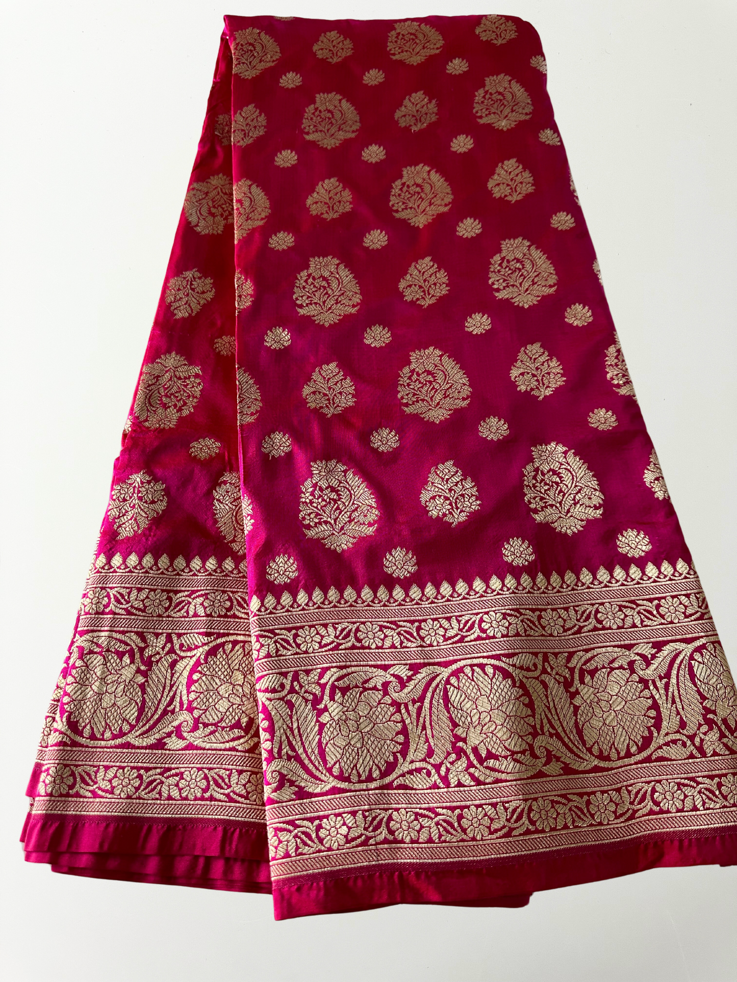 Hot Pink Banarasi Katan Silk Saree