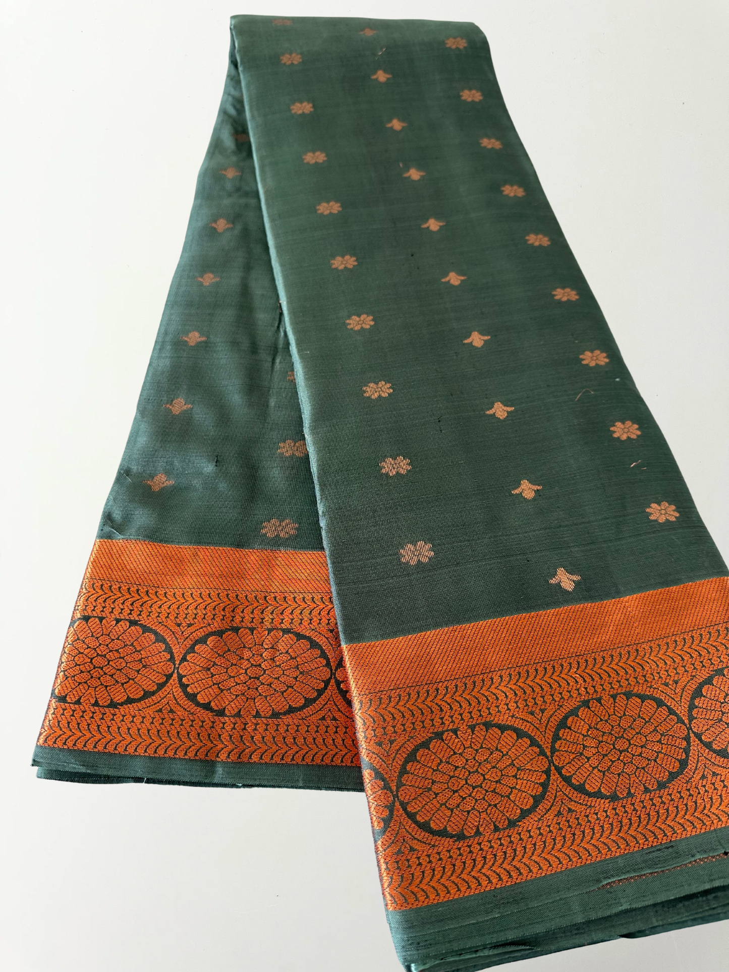 Grey Green Kanjivaram Pure Silk Saree