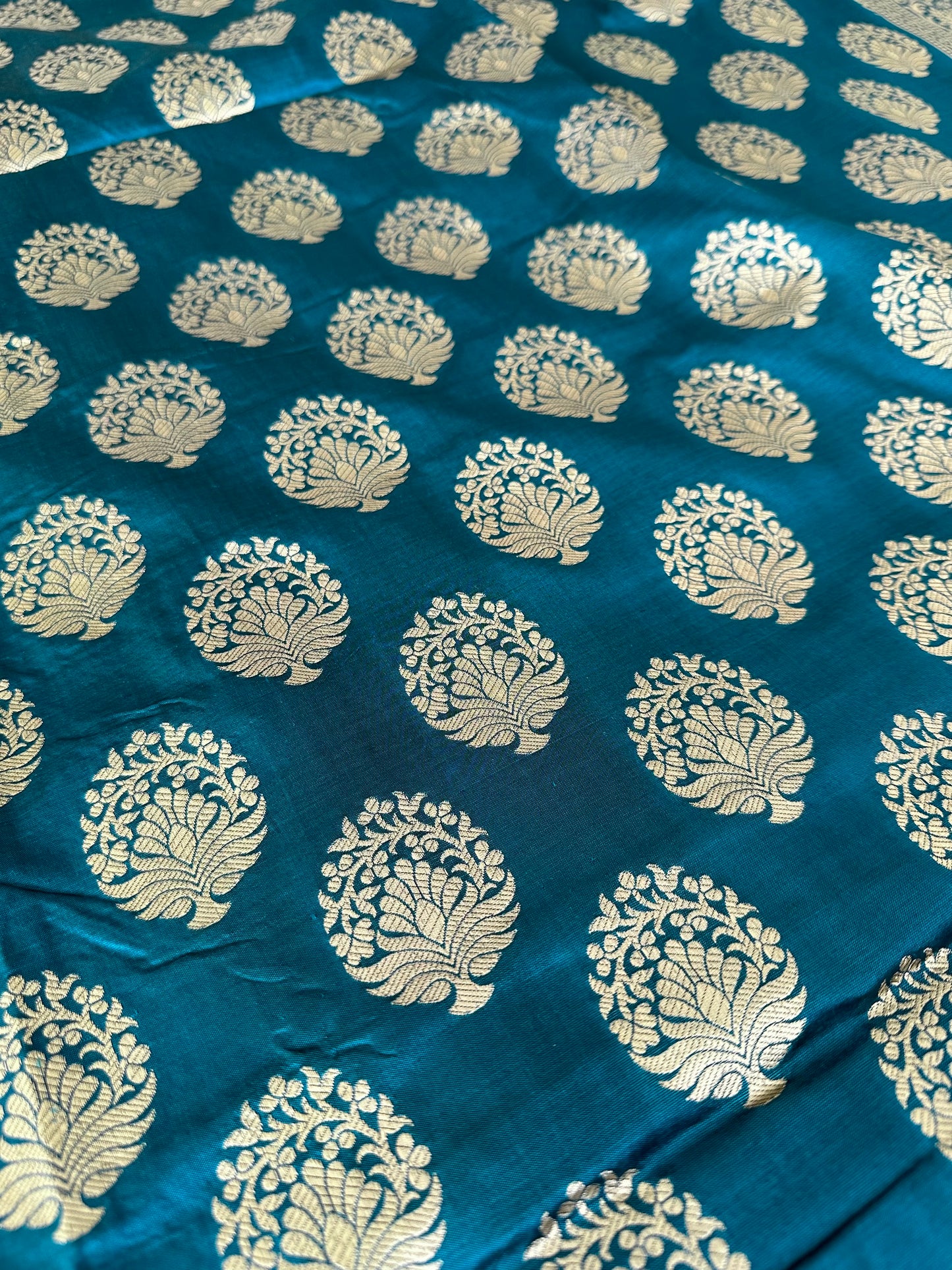 Prussian Blue Banarasi Katan Silk Saree