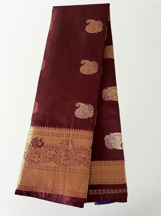 Dark Hazelnut Kanjivaram Pure Silk Saree