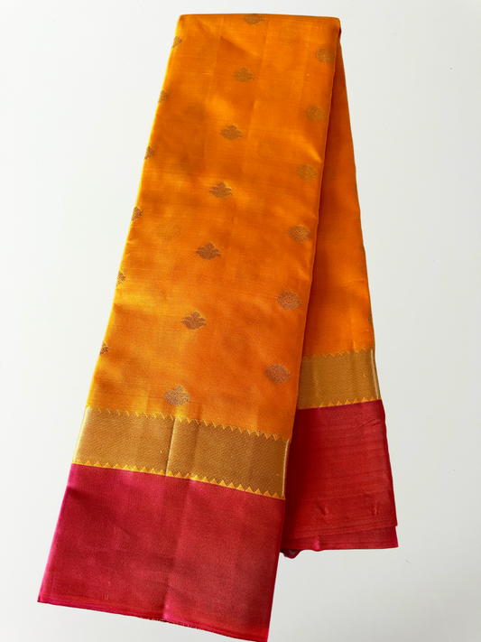 Pink & Orange Kanjivaram Pure Silk Saree