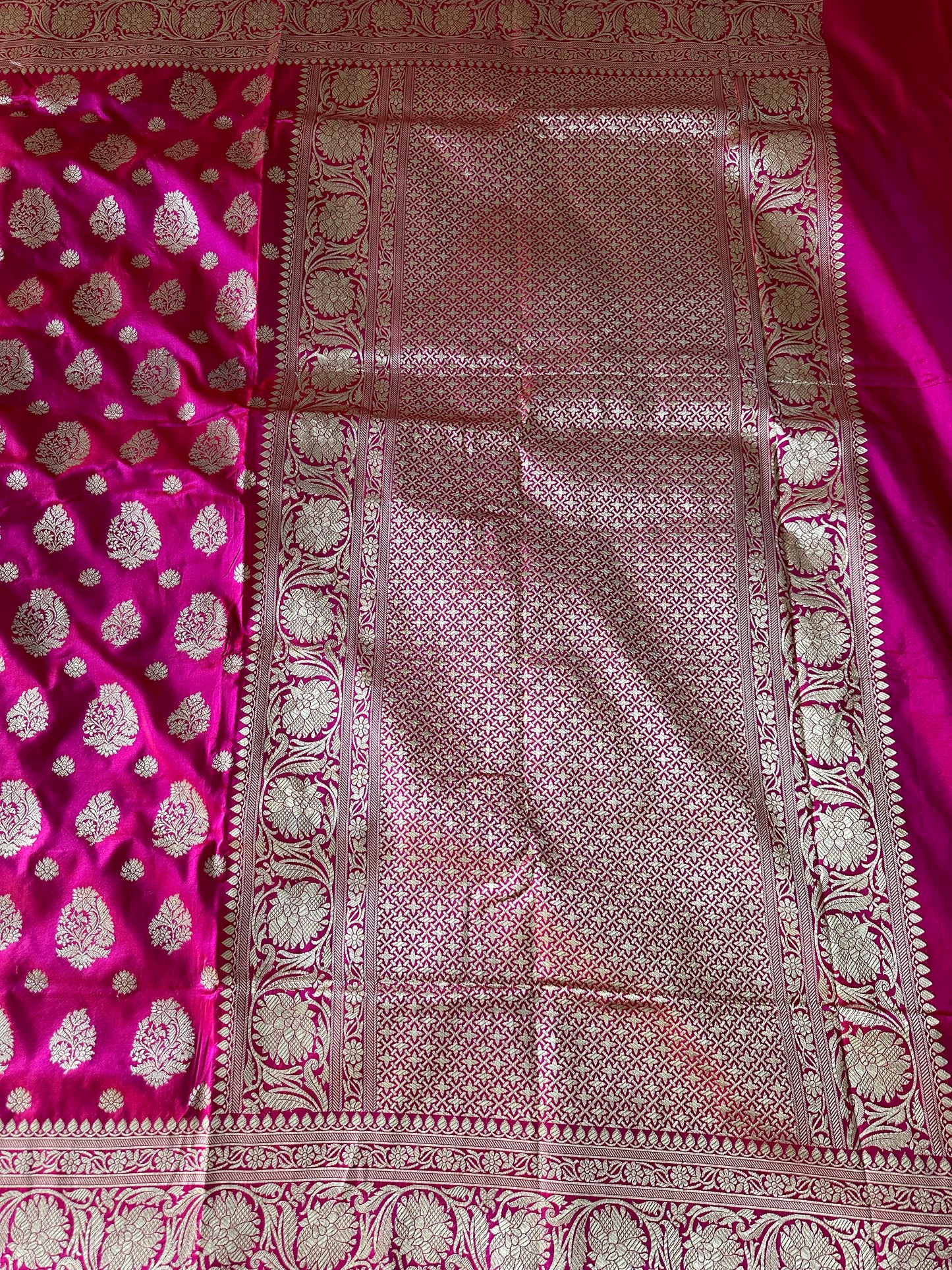 Hot Pink Banarasi Katan Silk Saree