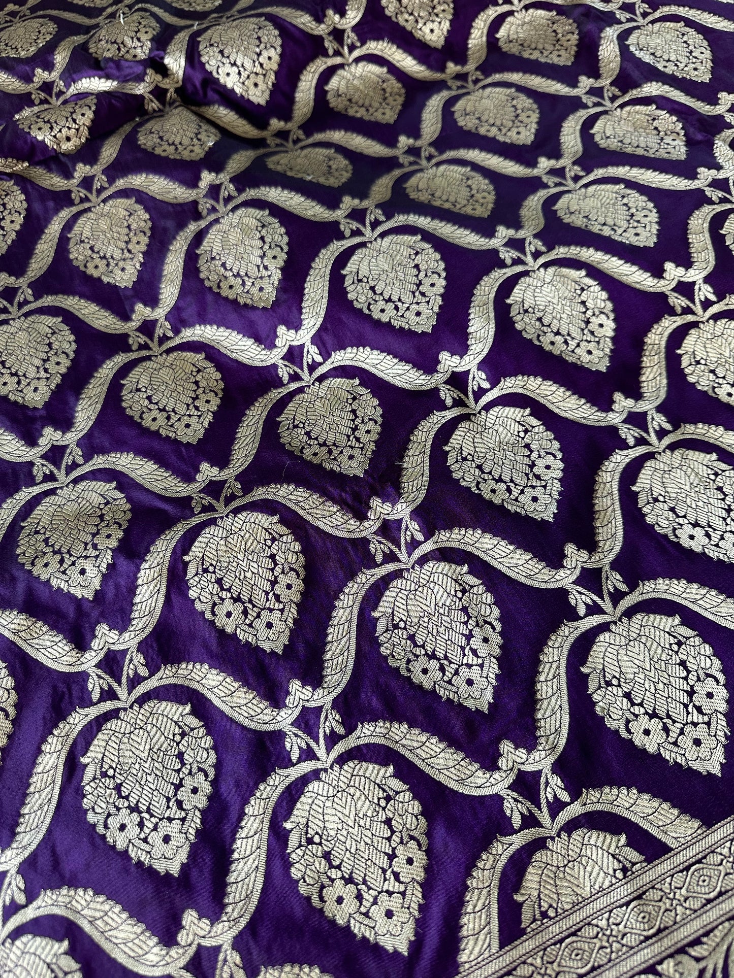 Violet Zari Woven Banarasi Silk Saree