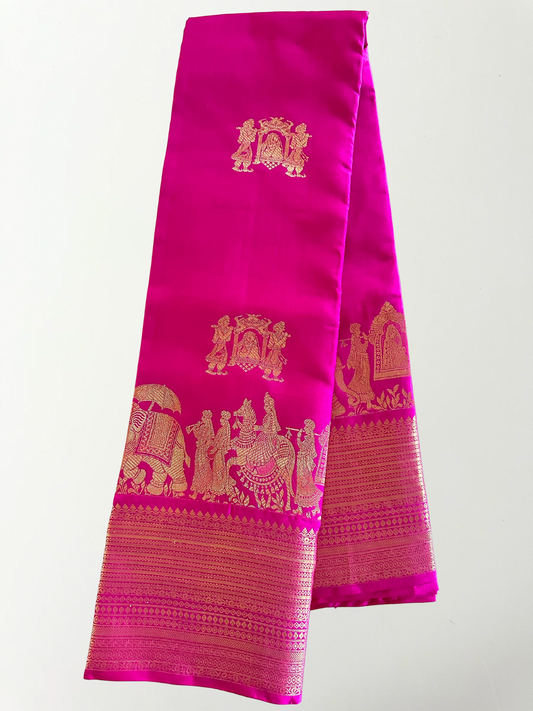 Magenta Pink Kanjivaram Pure Silk Saree