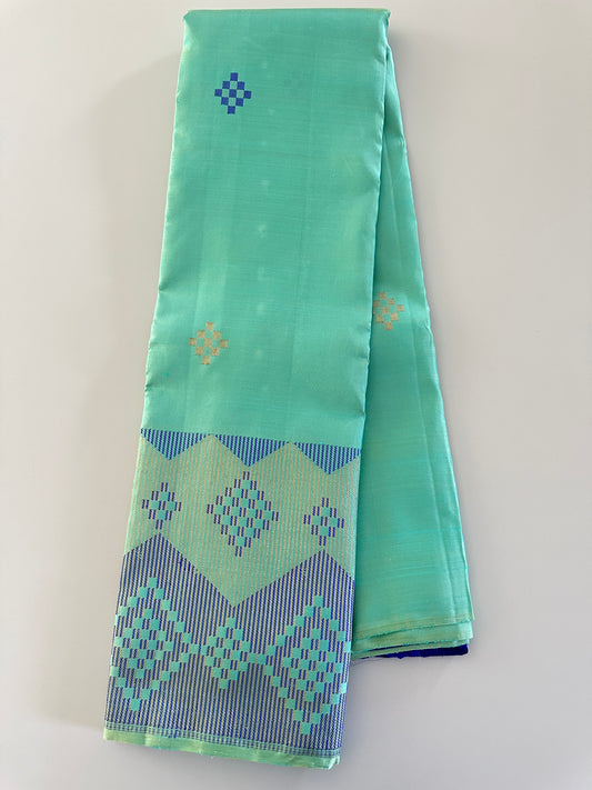 Light Aquamarine Kanjivaram Pure Silk Fancy Saree