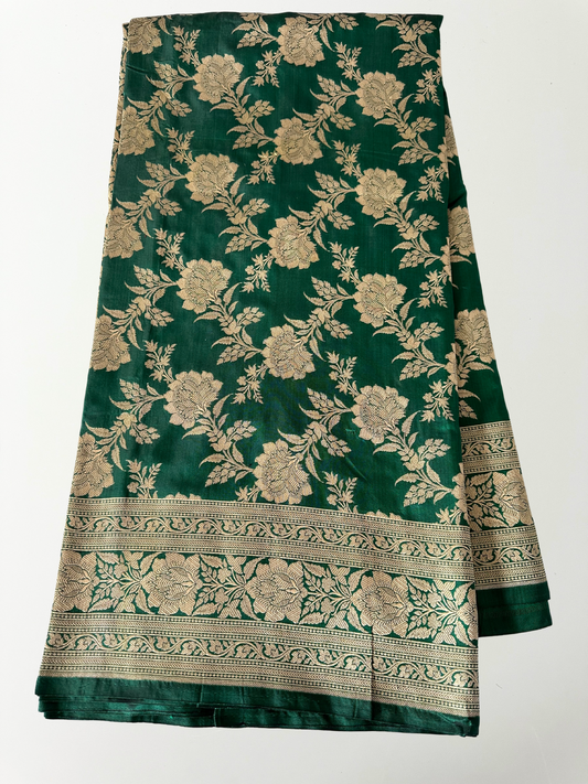 Forest Green Banarasi Katan Silk Saree