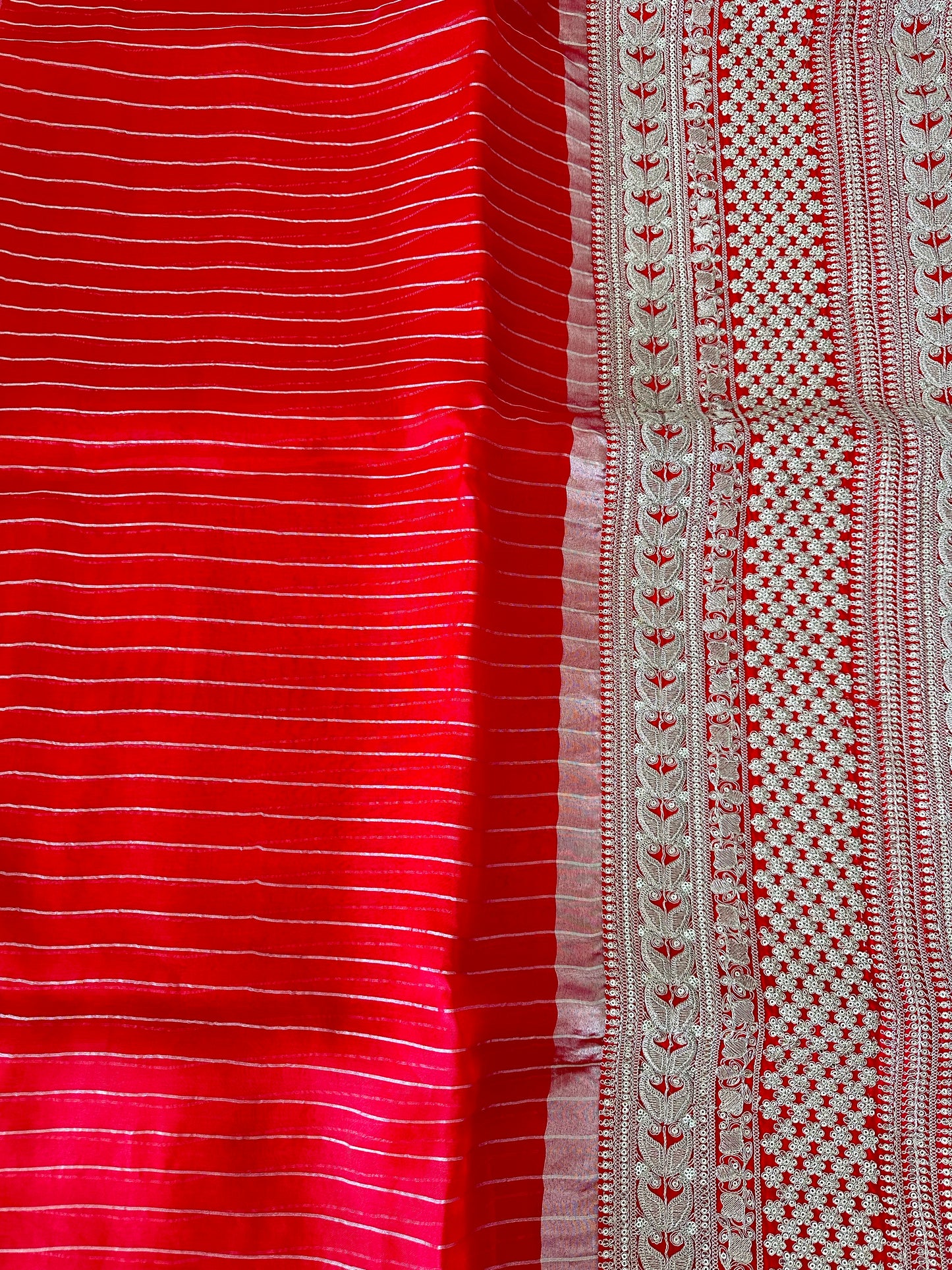 Red Dori Embroidered Organza Designer Saree