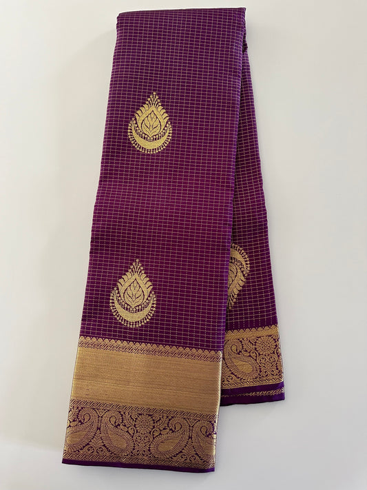 Plum Purple Kanjivaram Pure Silk Vaira Oosi Saree