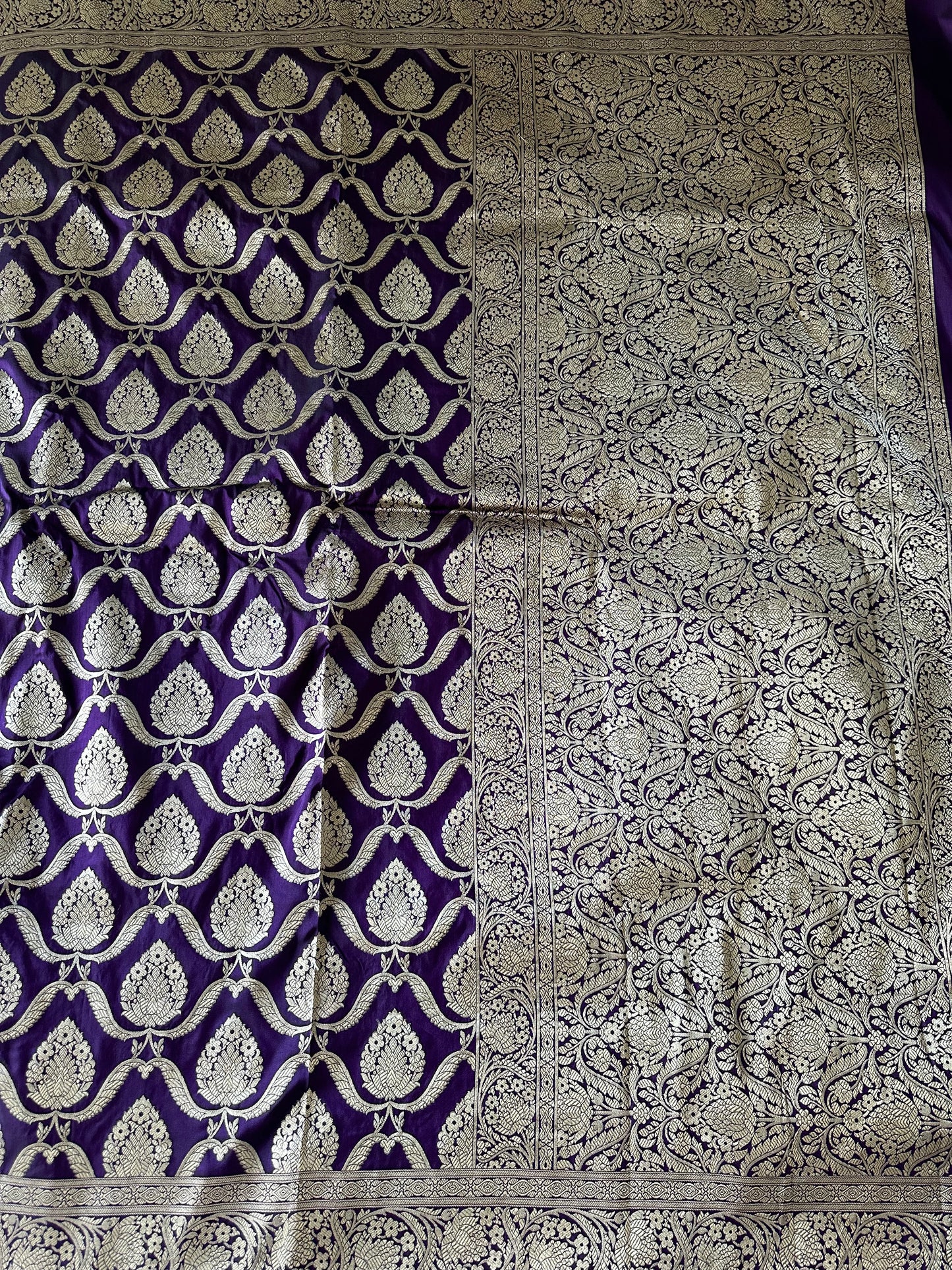 Violet Zari Woven Banarasi Silk Saree