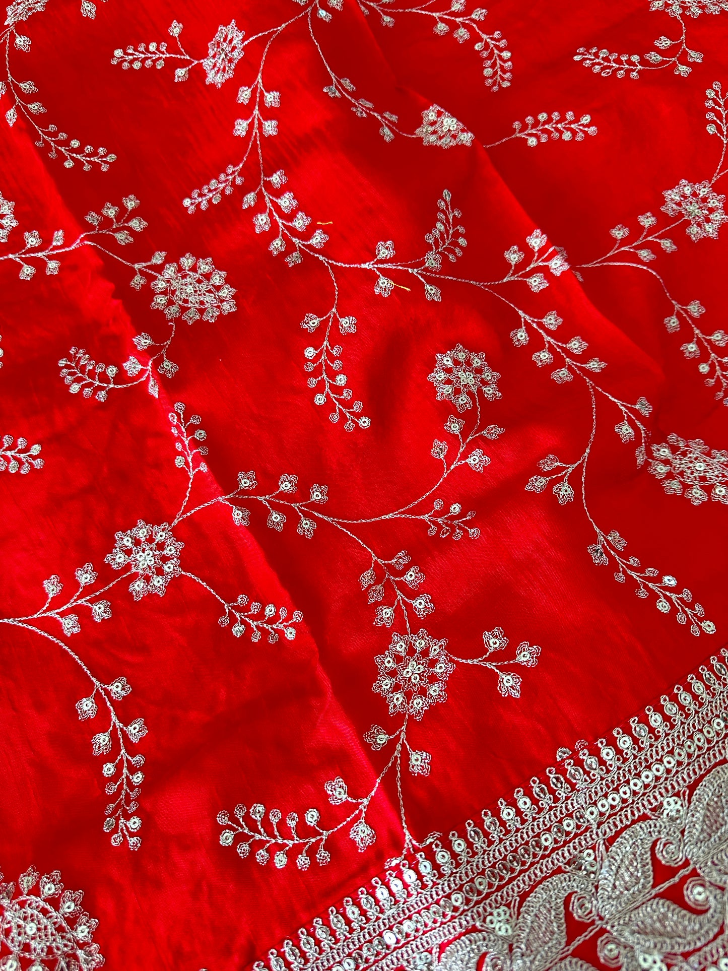 Red Dori Embroidered Organza Designer Saree