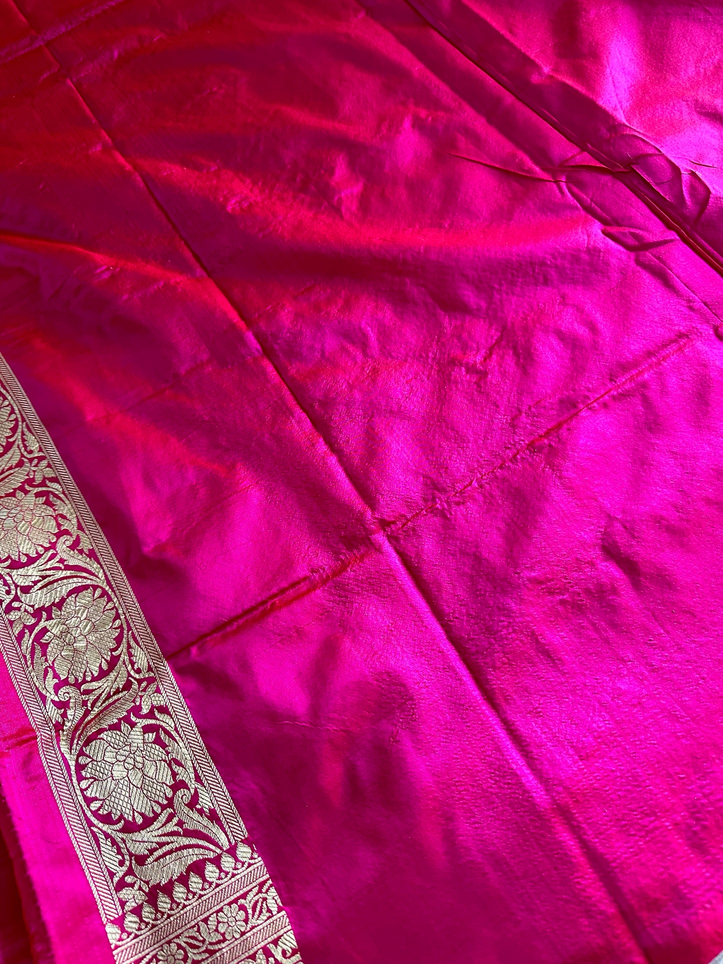 Hot Pink Banarasi Katan Silk Saree