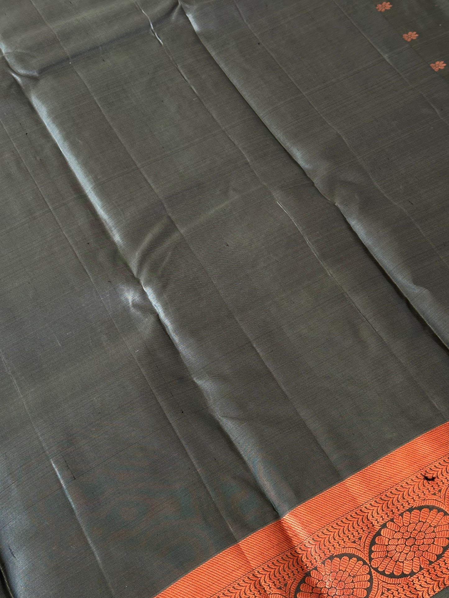 Grey Green Kanjivaram Pure Silk Saree