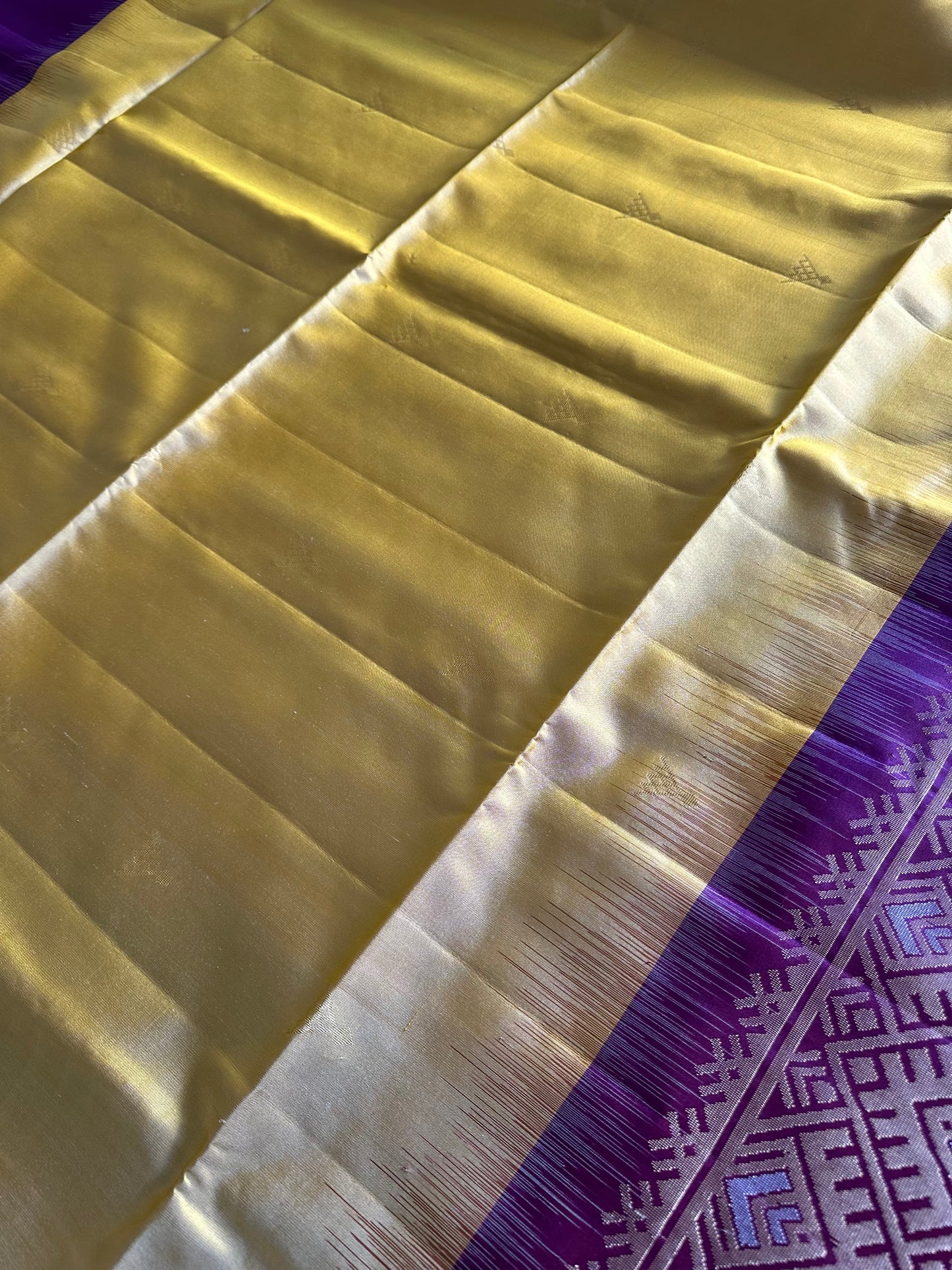 Yellow & Grape Purple Kanjivaram Pure Soft Silk Saree