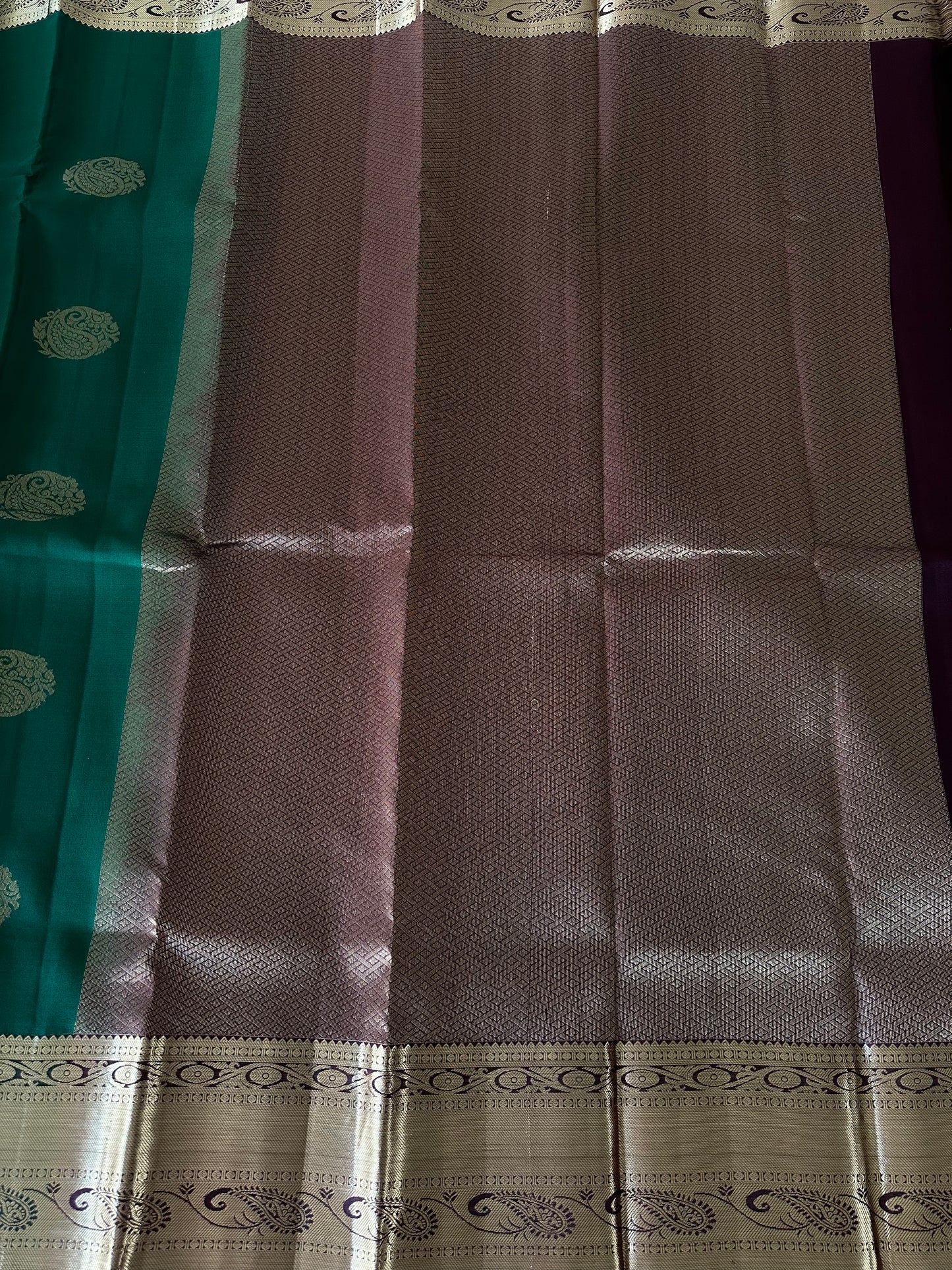 Dark Green Kanjivaram Pure Silk Saree