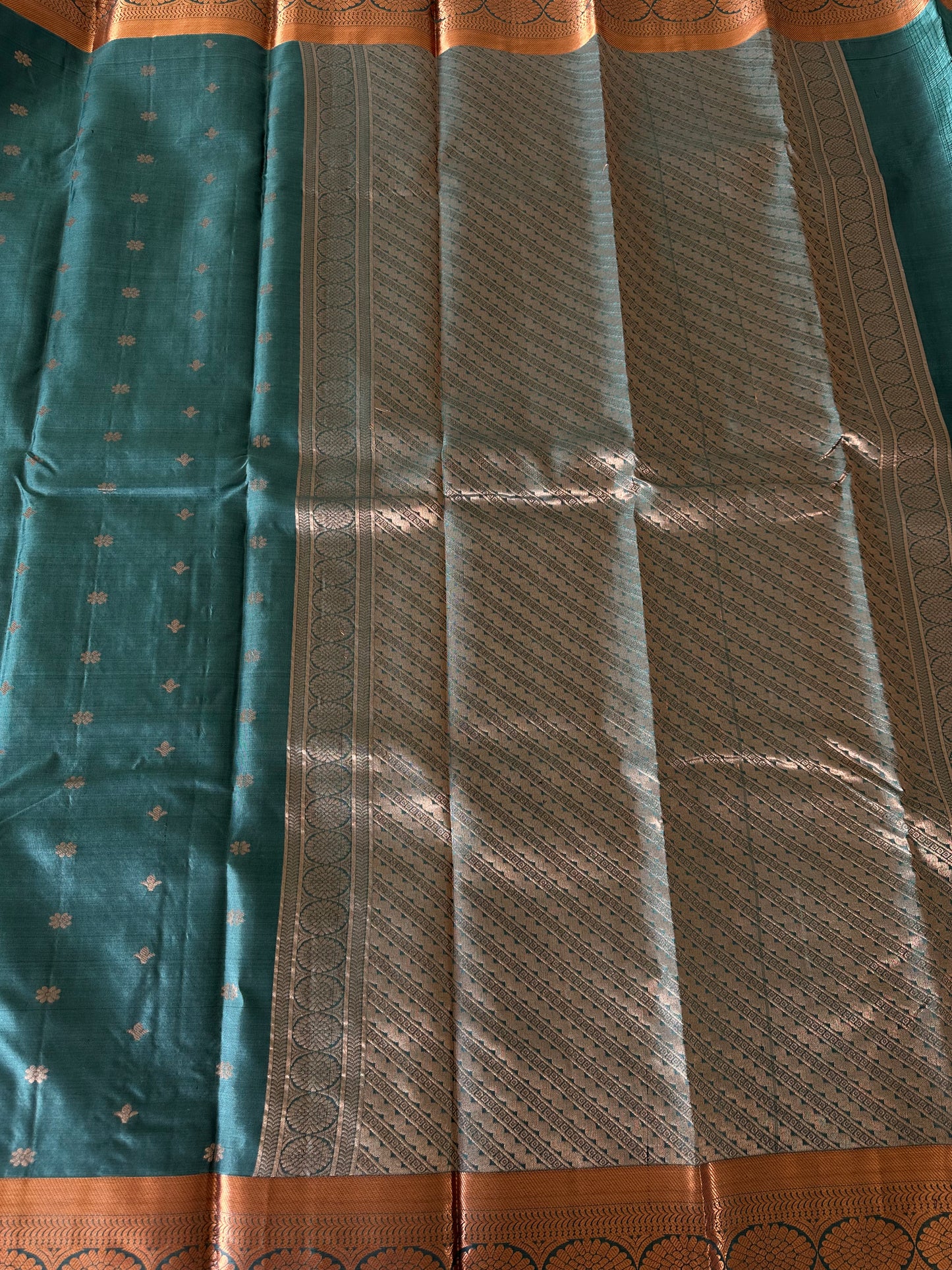 Grey Green Kanjivaram Pure Silk Saree